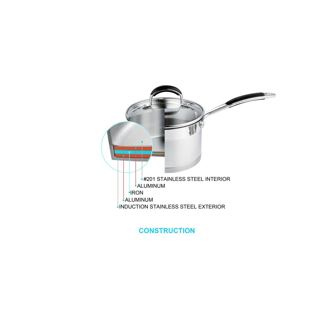 Prime Cook Stainless Steel 3-quart Stock Pot with Glass Lid