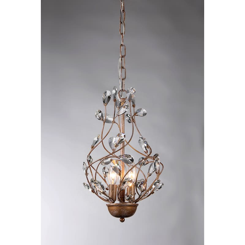 Lola 3-light Crystal 11-inch Copper-finish Chandelier
