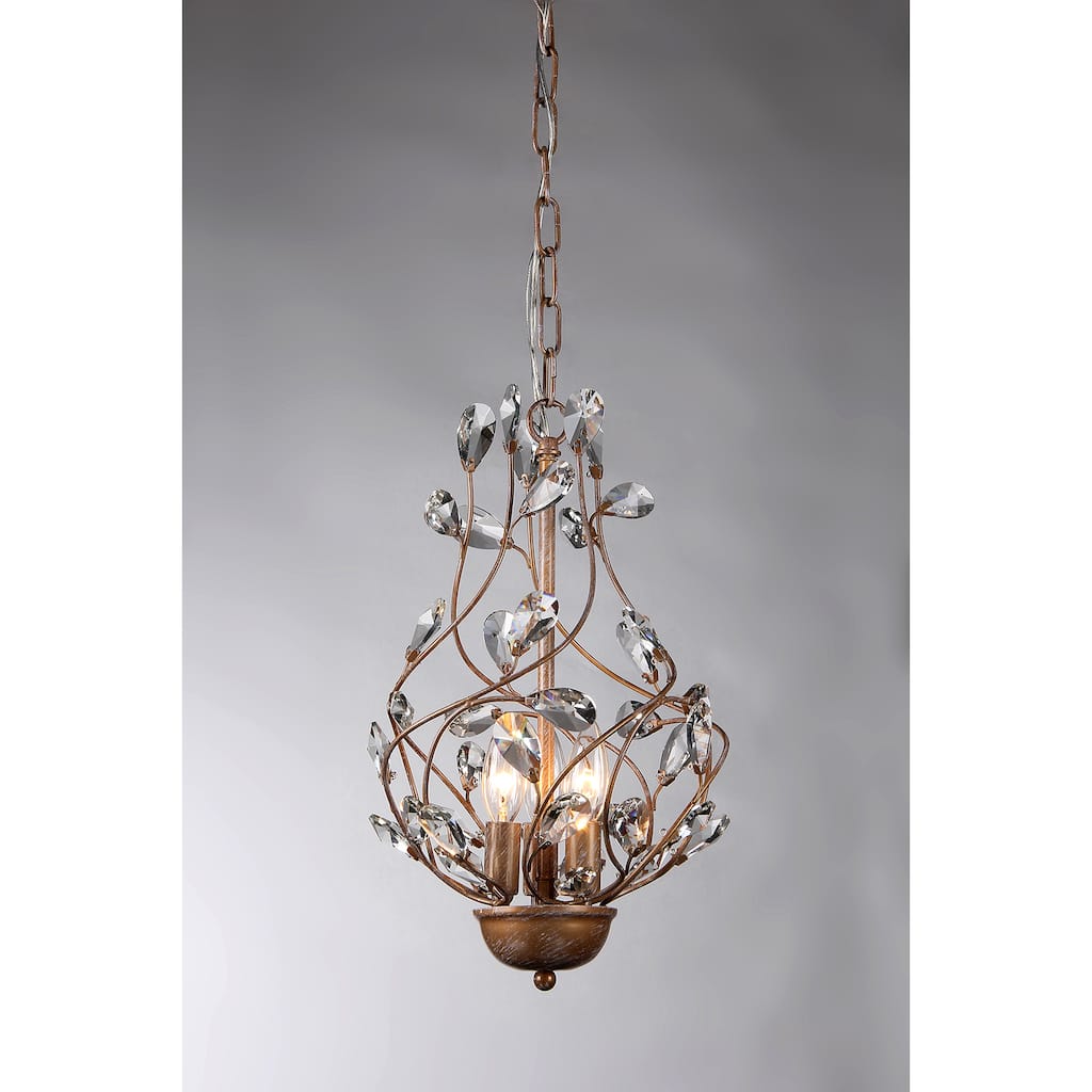 Lola 3-light Crystal 11-inch Copper-finish Chandelier