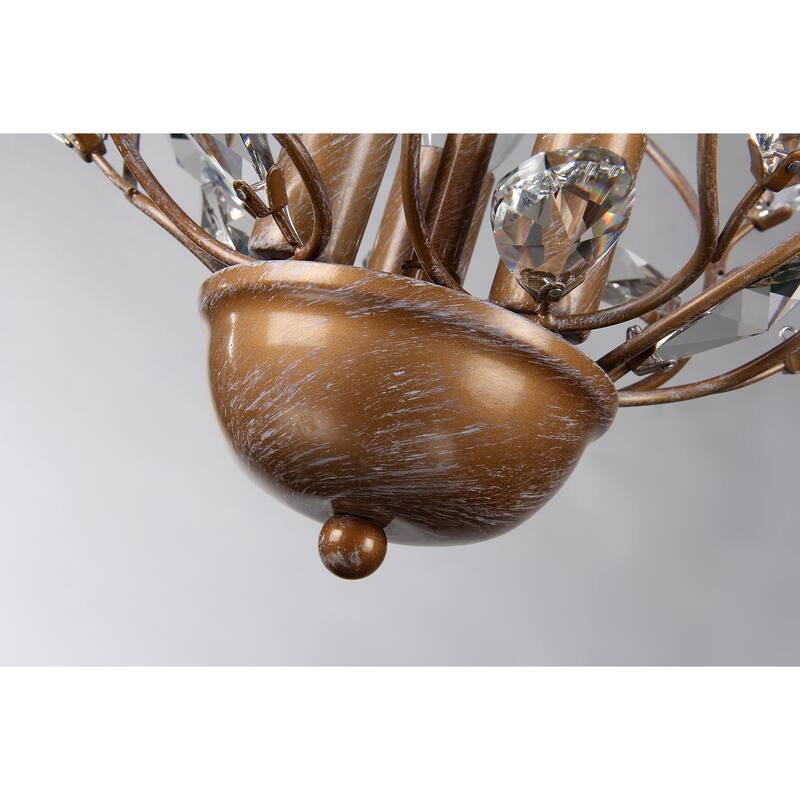 Lola 3-light Crystal 11-inch Copper-finish Chandelier