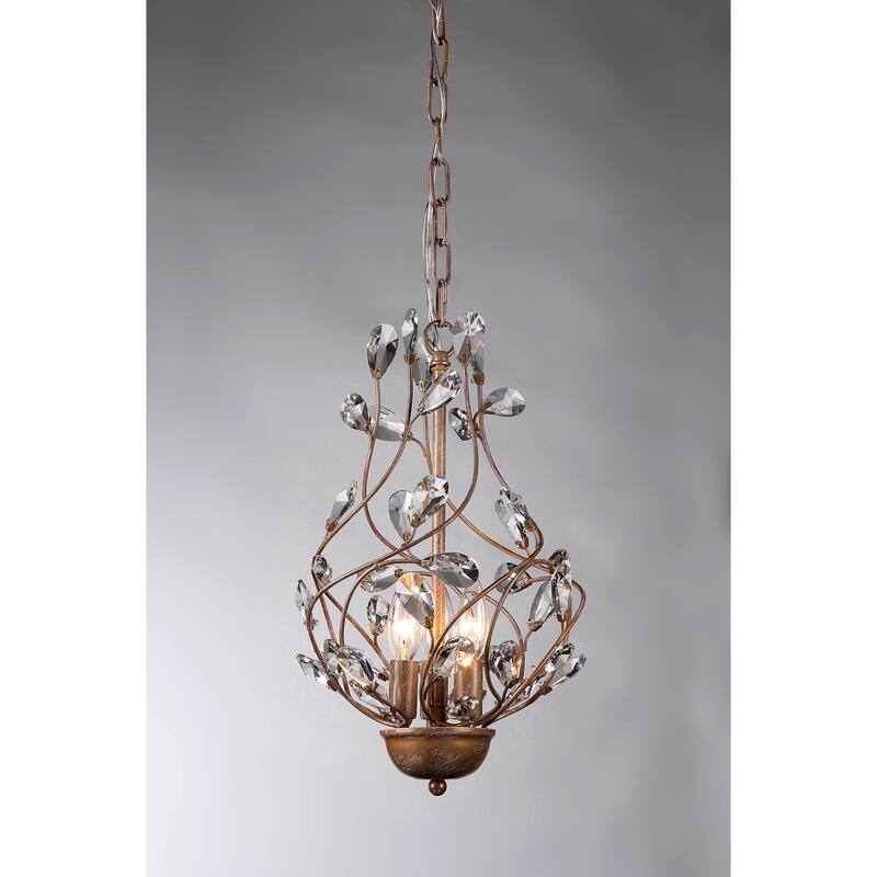 Lola 3-light Crystal 11-inch Copper-finish Chandelier