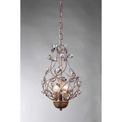 Lola 3-light Crystal 11-inch Copper-finish Chandelier