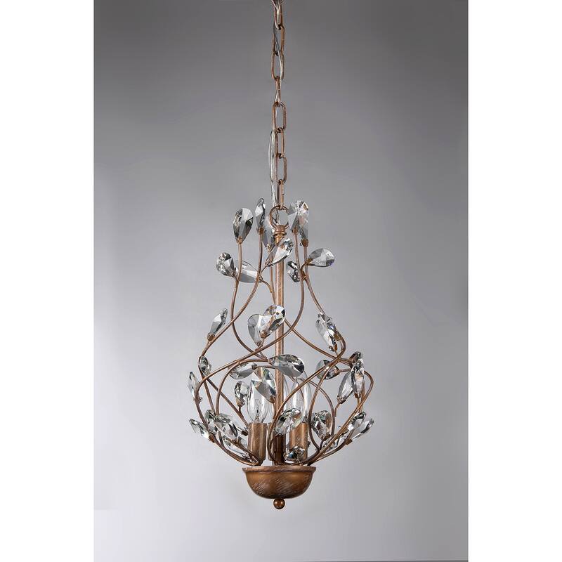 Lola 3-light Crystal 11-inch Copper-finish Chandelier