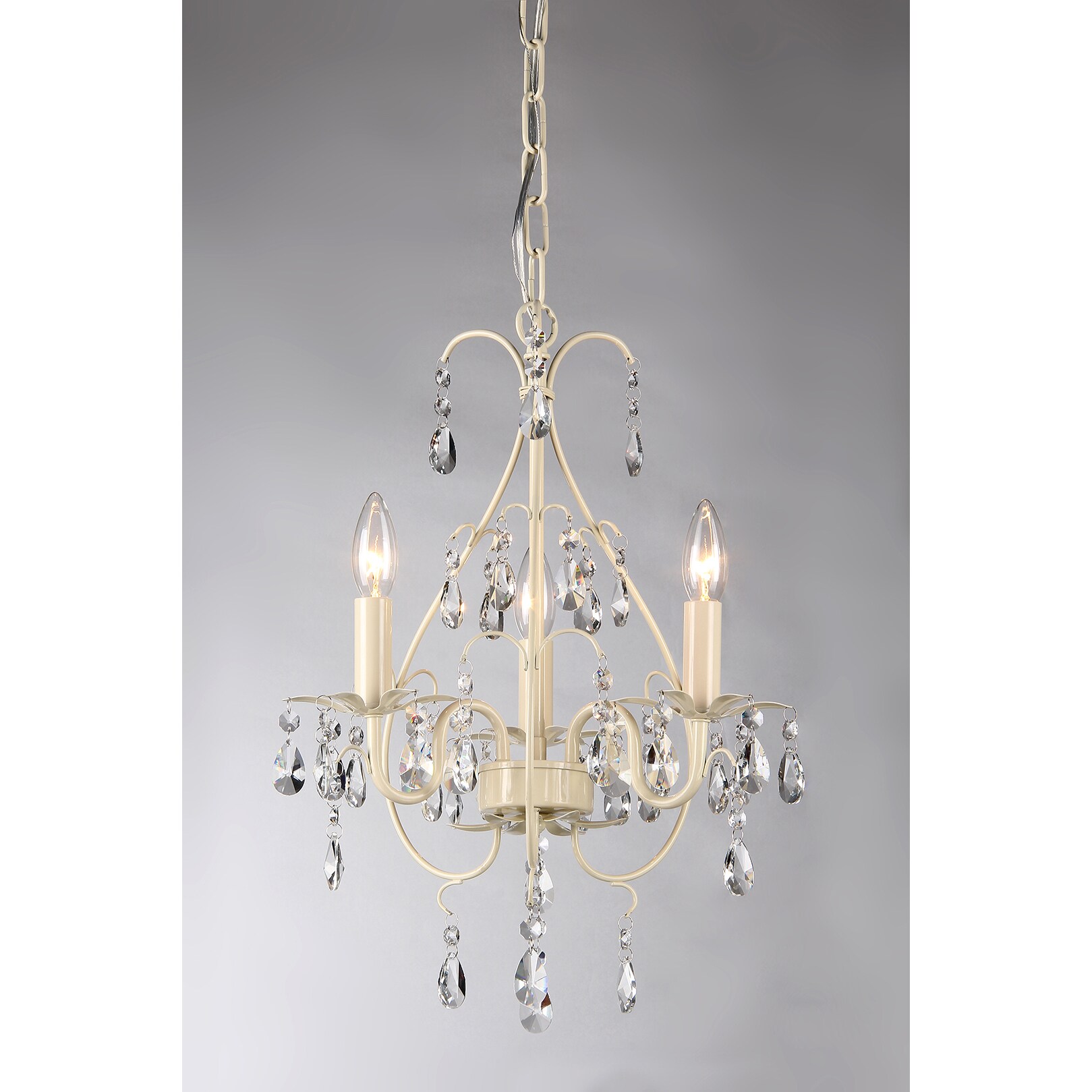 Lorraine 3-light White-finish 14-inch Crystal Chandelier (3-light White-finish 14-inch Crystal Chandelier) - Chandeliers For Bedrooms by Overstock.com