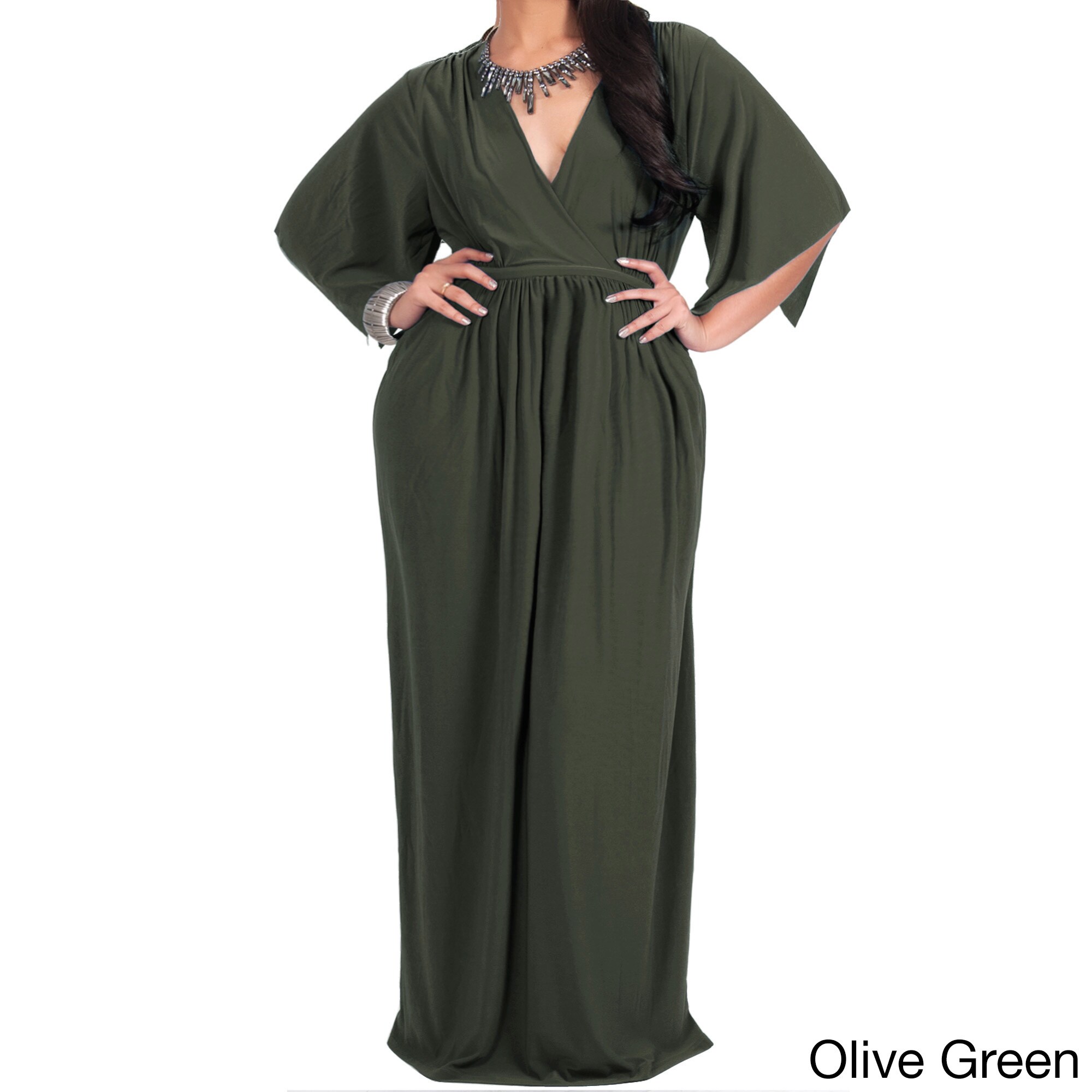 olive green plus size maxi dress