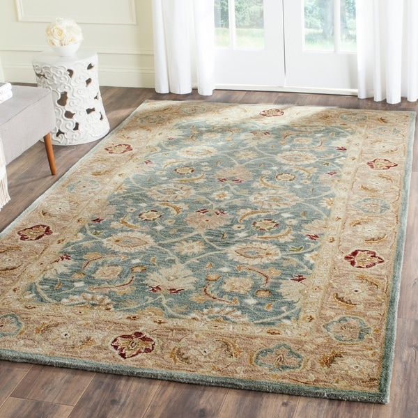 Safavieh Handmade Antiquity Teal Blue/ Taupe Wool Rug - 4' x 6'