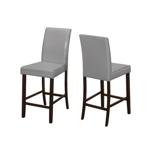 Dining Chair, Set Of 2, Counter Height, Upholste Kitchen, Dining Room, Pu Leather Look, Wood Legs, Transitional