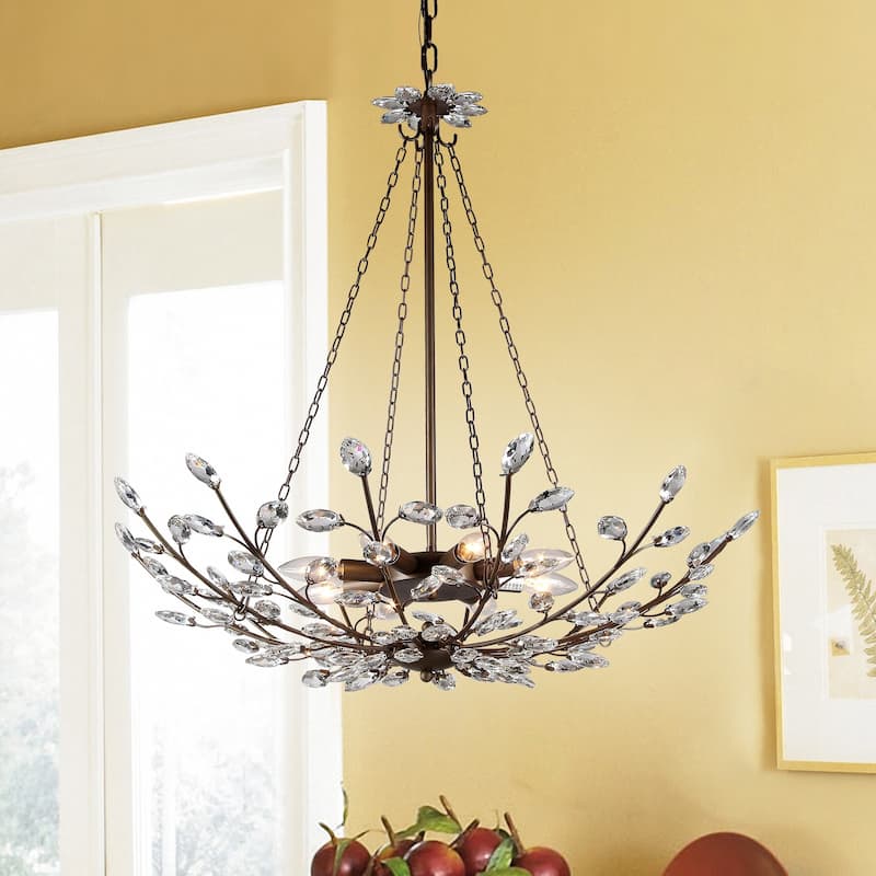 Addie 8-light Crystal 30-inch Antique Bronze Chandelier