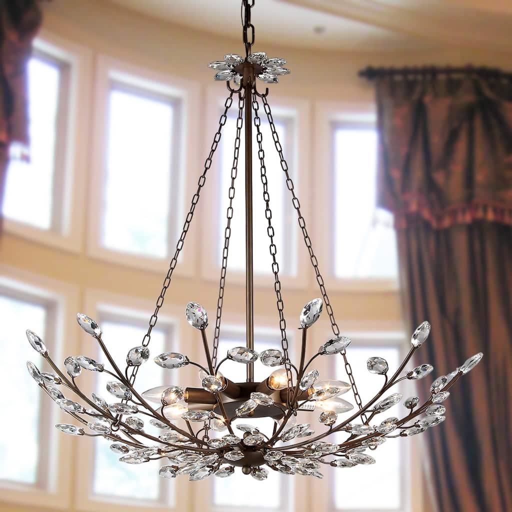 Addie 8-light Crystal 30-inch Antique Bronze Chandelier