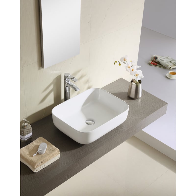 Fine Fixtures White Vitreous China 19-inch RectangularThin Edge Vessel Sink