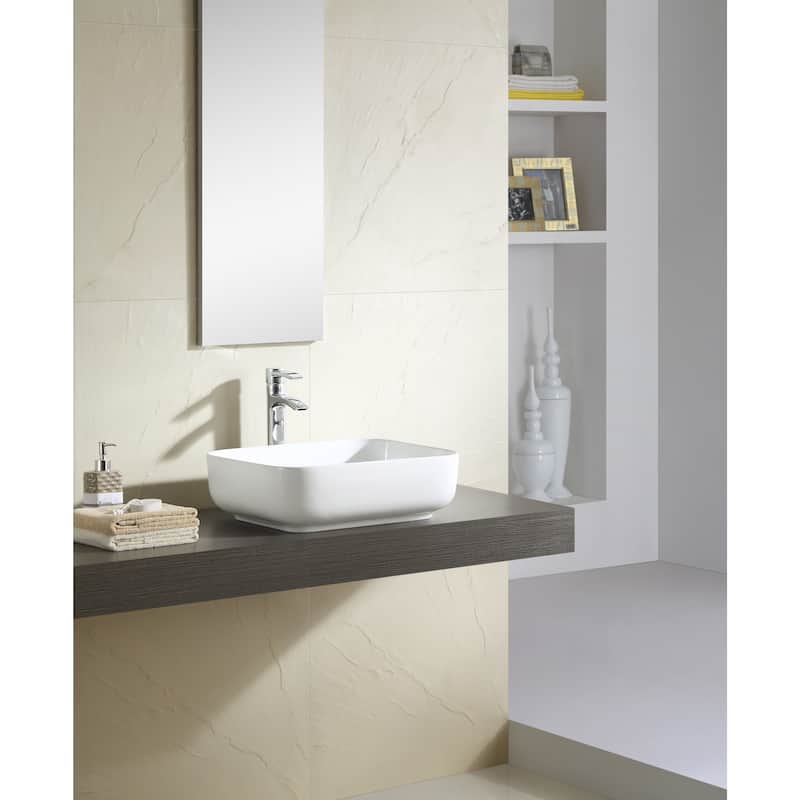 Fine Fixtures White Vitreous China 19-inch RectangularThin Edge Vessel Sink