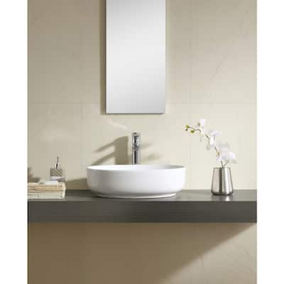 Fine Fixtures White Vitreous China 20-inch Thin Edge Vessel Sink