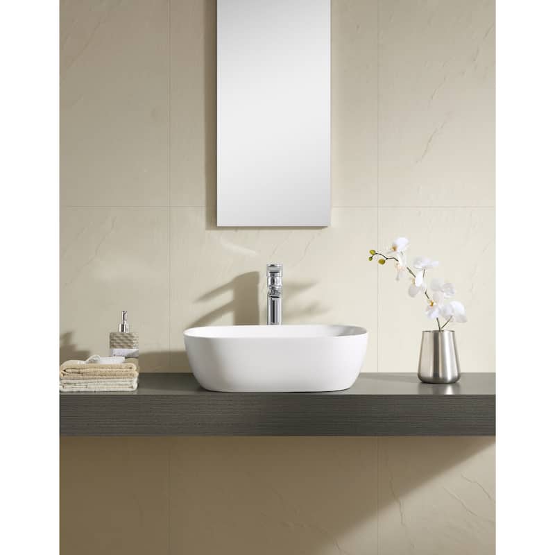 Fine Fixtures White Vitreous China 19-inch Thin Edge Vessel Sink