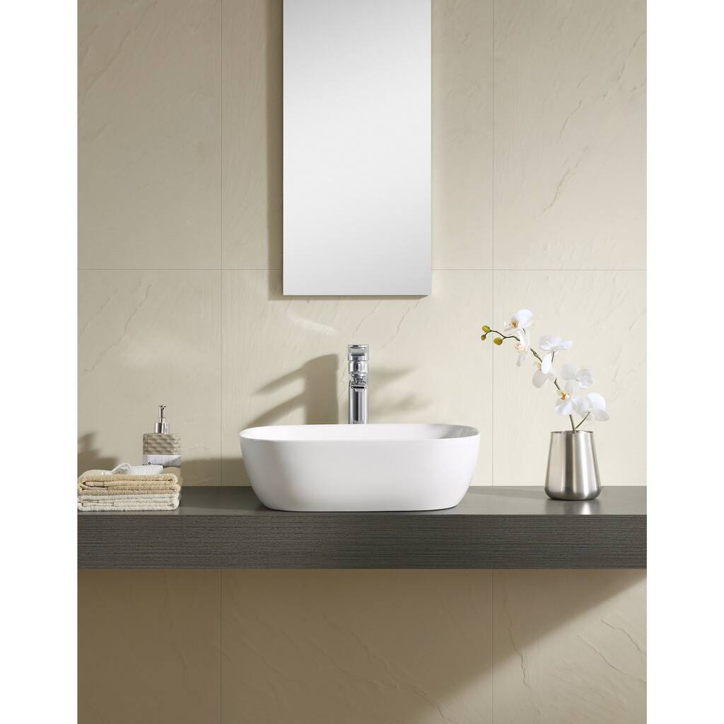 Fine Fixtures White Vitreous China 19-inch Thin Edge Vessel Sink