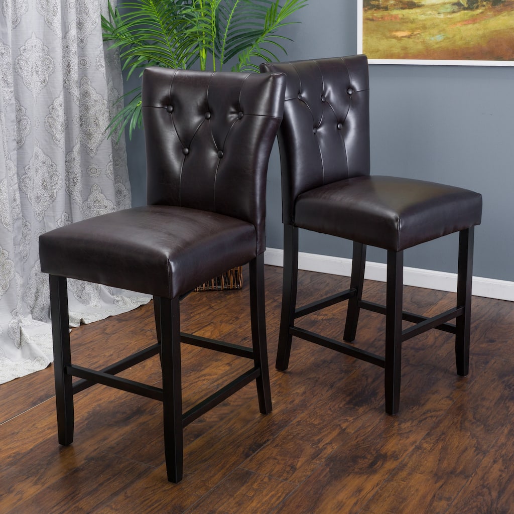 Donner 27-inch Bonded Leather Counter Stool (Set of 2) by Christopher Knight Home