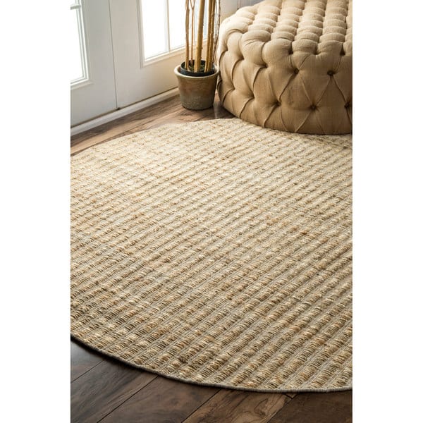 nuLOOM Natural Fiber Solid Handmade Jute/ Cotton Rug (6' Round