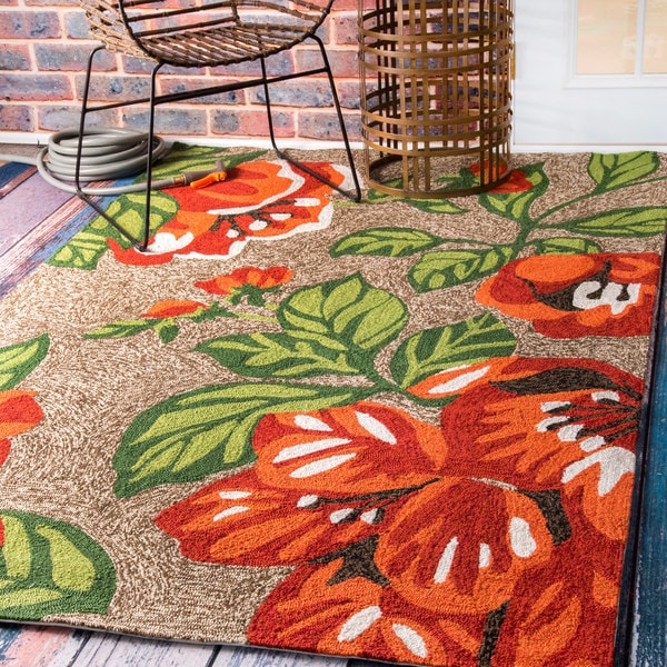 Shop nuLOOM Handmade Modern Indoor/ Outdoor Tropical Floral Terracotta Porch Rug 8' x 10