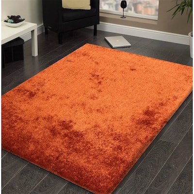 Shag Solid Rust Area Rug - 5' x 7'