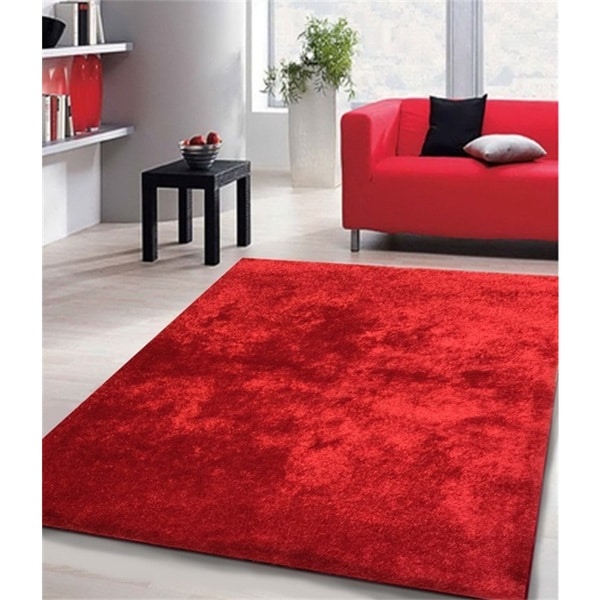 Shag Solid Red Area Rug - 5' x 7'