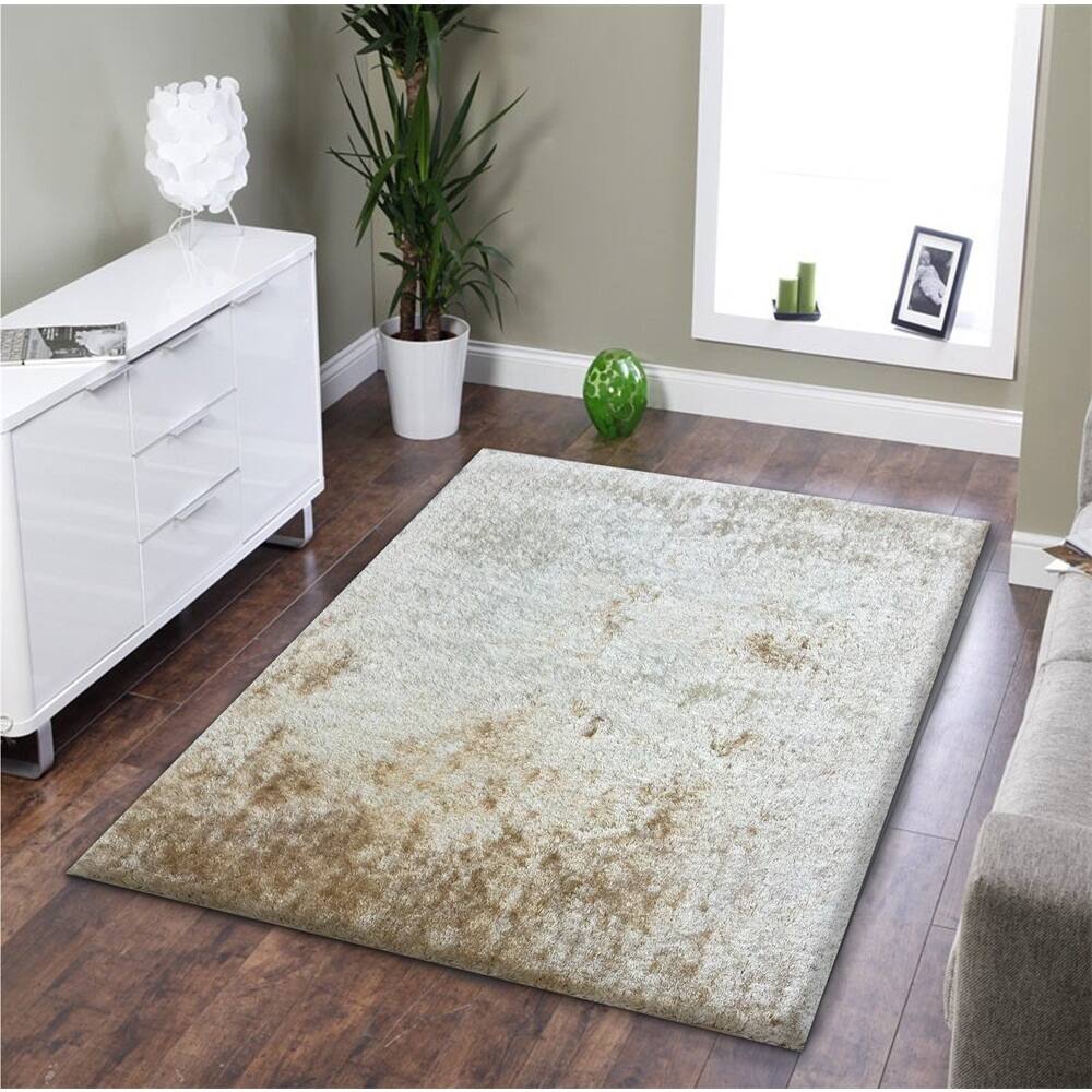 Shag Solid Beige Area Rug - 5' x 7'