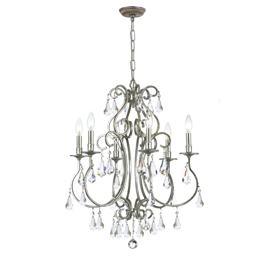 Crystorama Ashton Collection 6-light Olde Silver Chandelier - Chandeliers For Bedrooms by Overstock.com