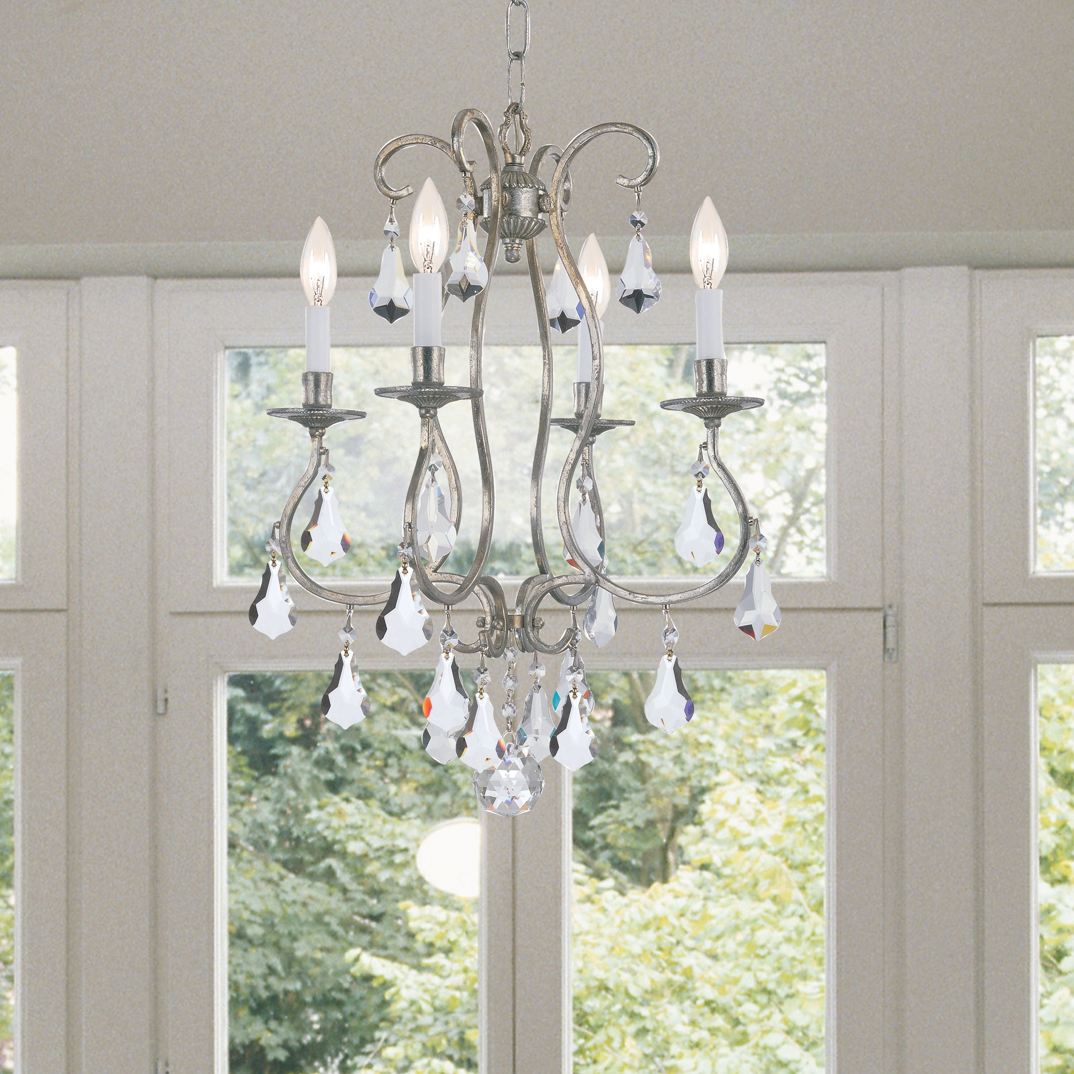Crystorama Ashton Collection 4-light Olde Silver Mini Chandelier - Chandeliers For Bedrooms by Overstock.com