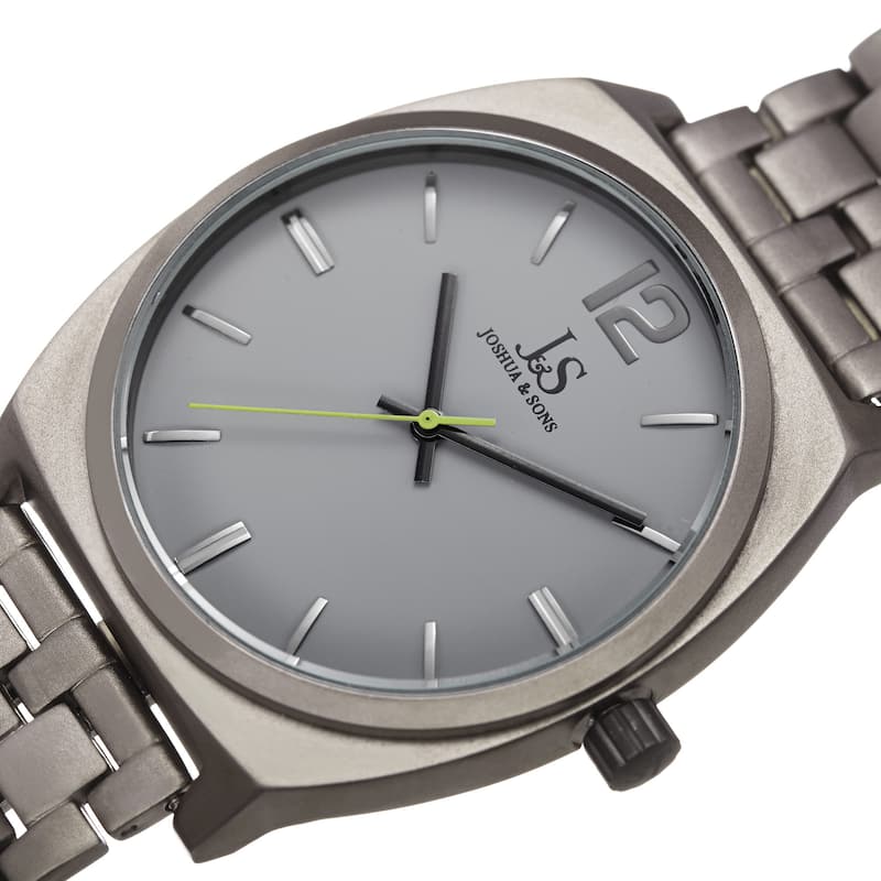 Joshua & Sons Men's Quartz Sunray Dial Grey Bracelet Watch