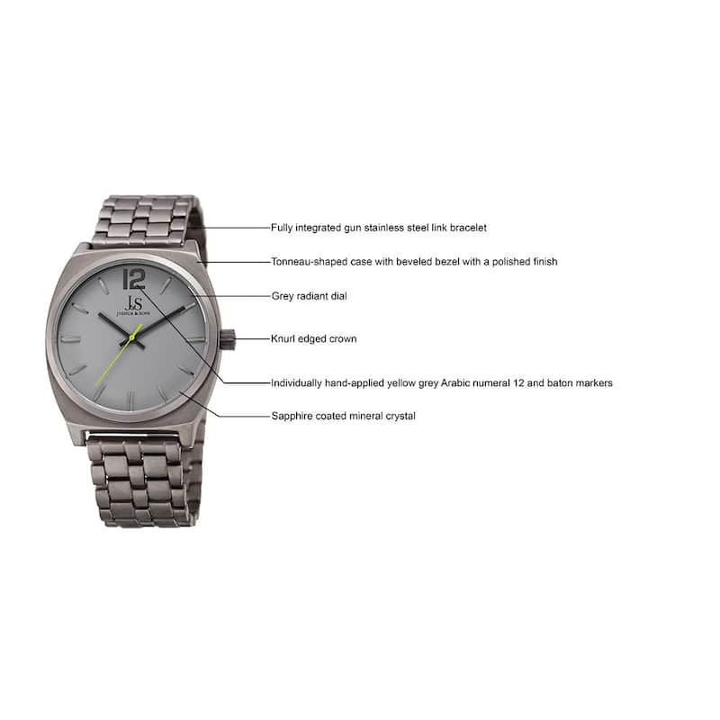 Joshua & Sons Men's Quartz Sunray Dial Grey Bracelet Watch