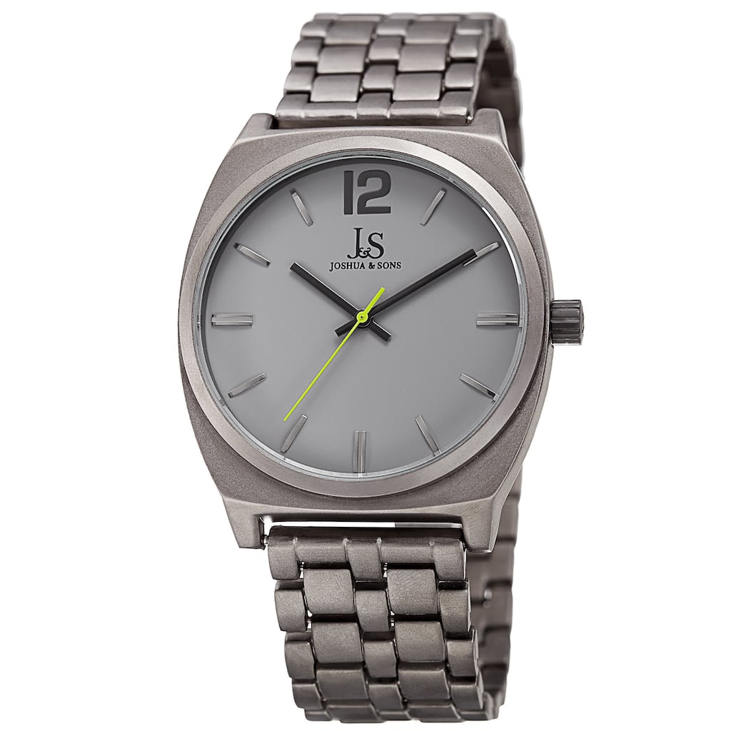 Joshua & Sons Men's Quartz Sunray Dial Grey Bracelet Watch