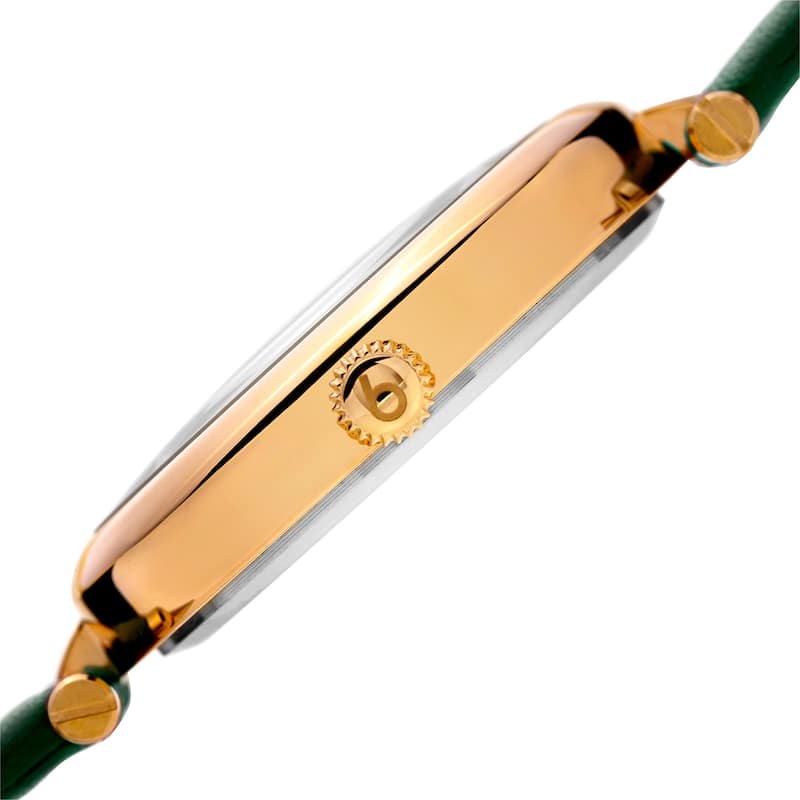 Burgi Women's Quartz Floral Leather Green Strap Watch
