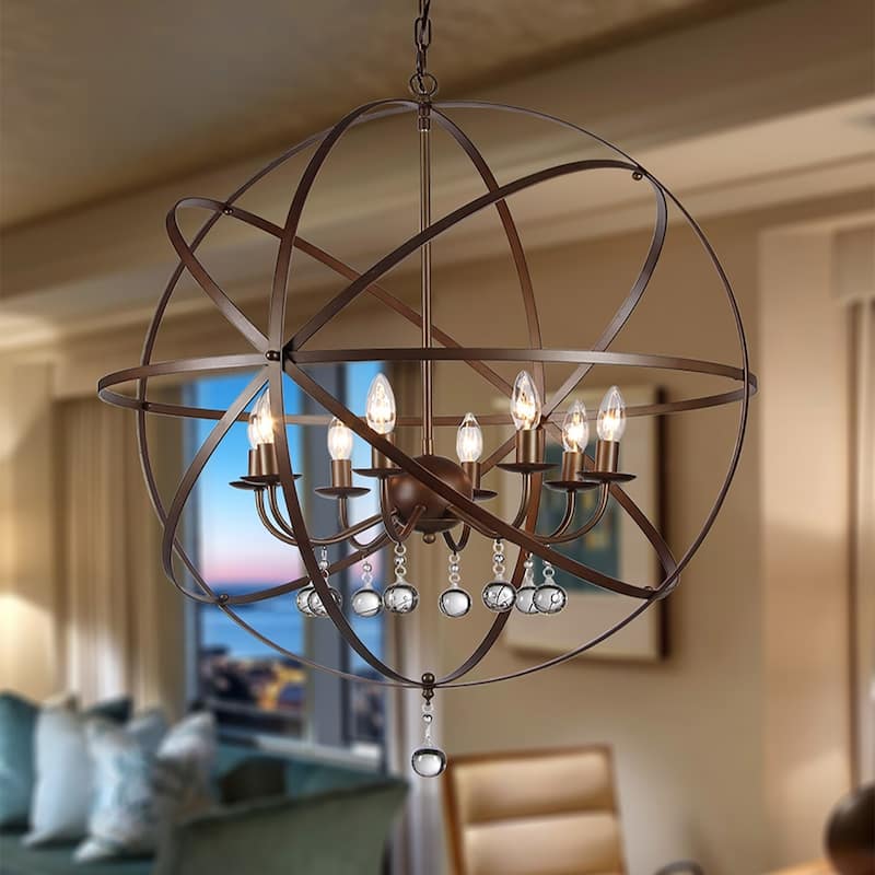 Jossie 8-light Crystal 30-inch Bronze-finish Chandelier