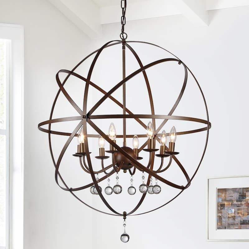 Jossie 8-light Crystal 30-inch Bronze-finish Chandelier