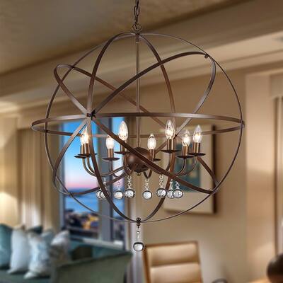 Jossie 8-light Crystal 30-inch Bronze-finish Chandelier - 22" x 21" x 21"