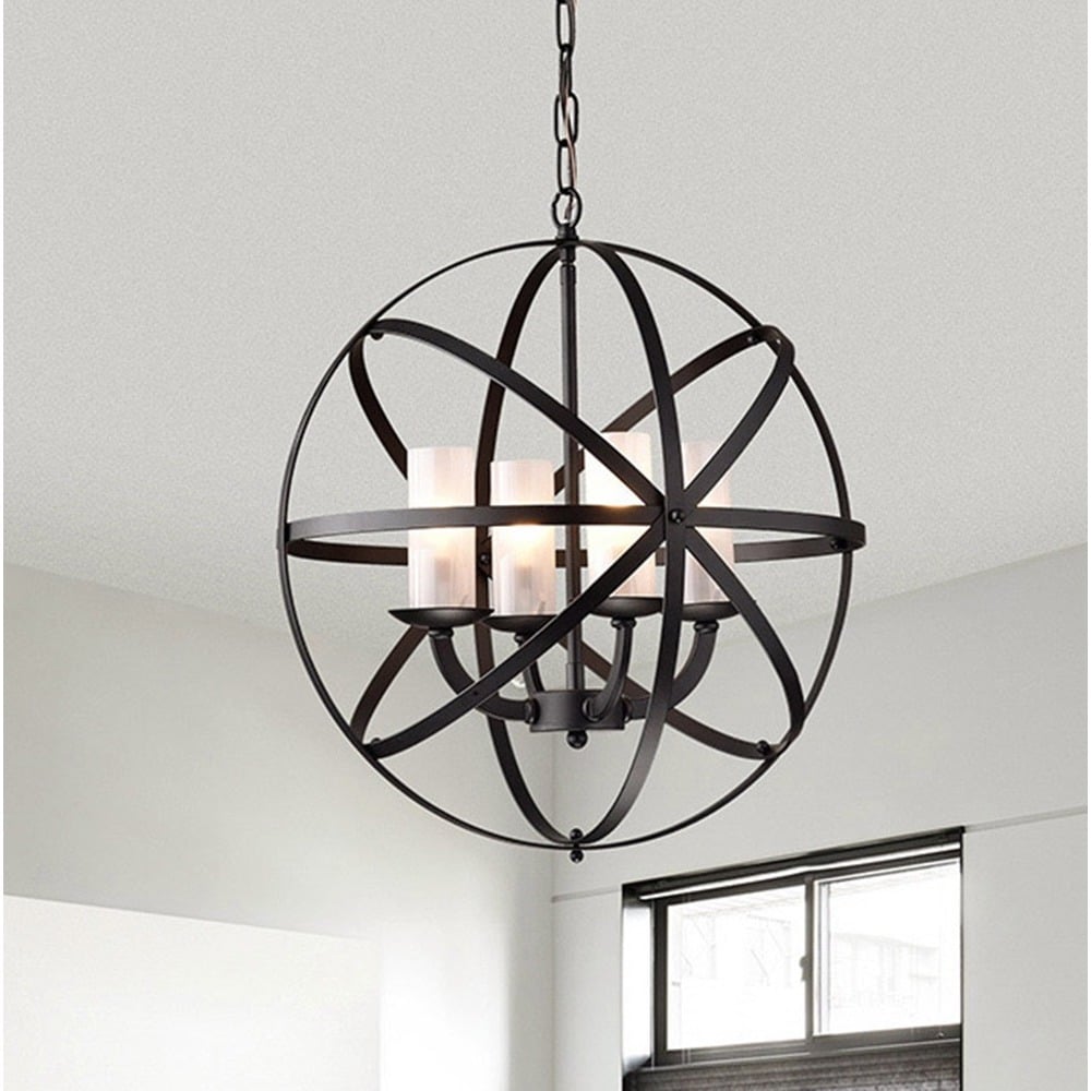 Warehouse of Tiffany Mandisa 4-light Black-finish 18-inch Chandelier