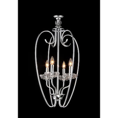 Quarree 4-light Glass 16-inch Chrome Chandelier