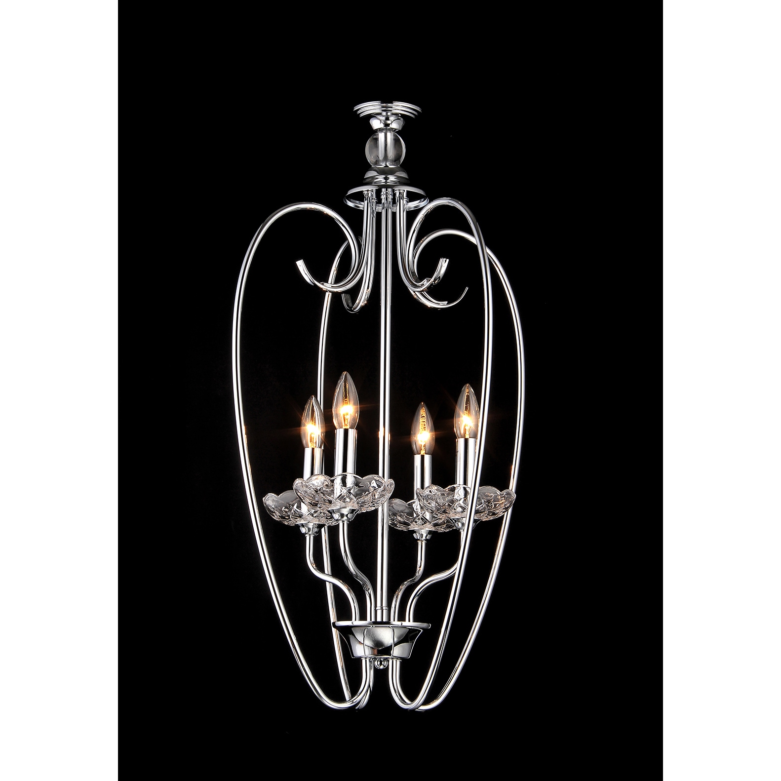 Warehouse of Tiffany Quarree 4-light Glass 16-inch Chrome Chandelier