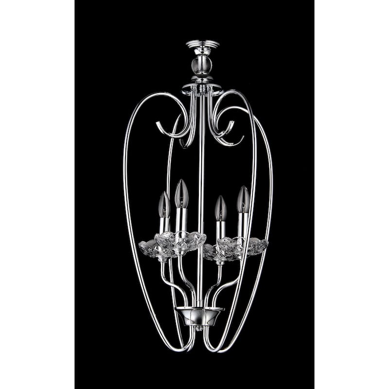 Quarree 4-light Glass 16-inch Chrome Chandelier