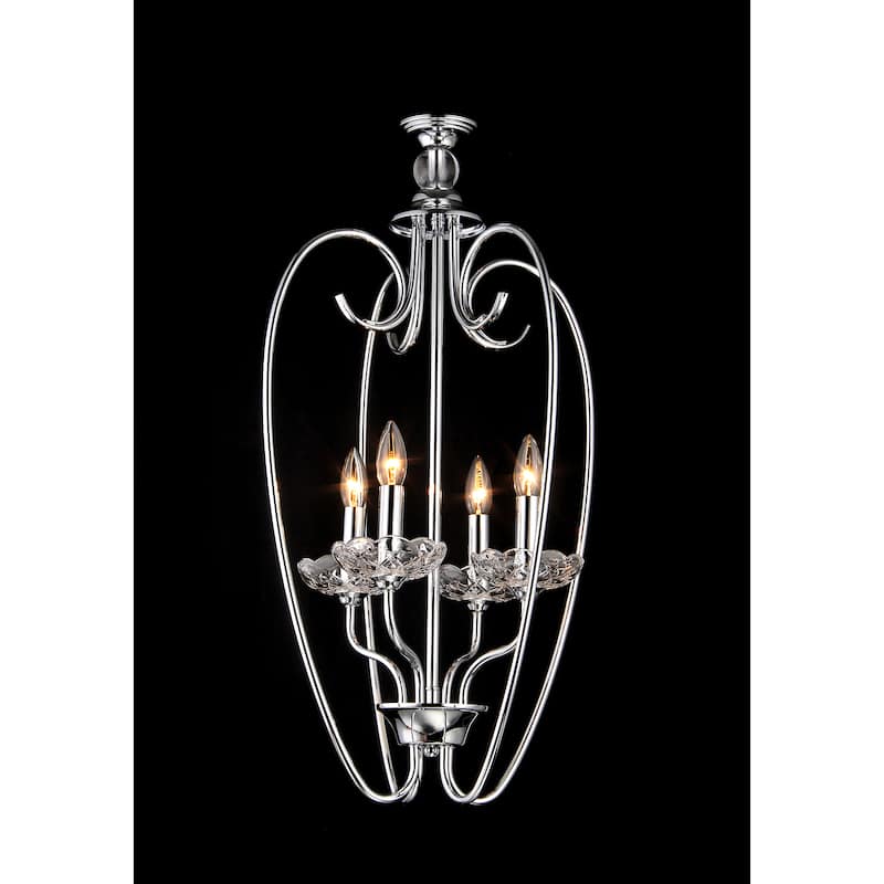Quarree 4-light Glass 16-inch Chrome Chandelier