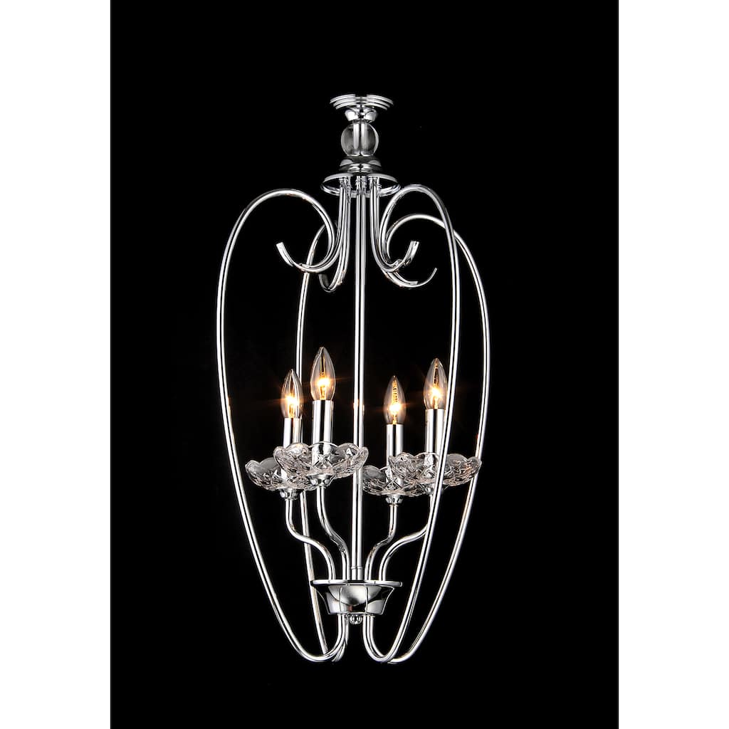 Quarree 4-light Glass 16-inch Chrome Chandelier