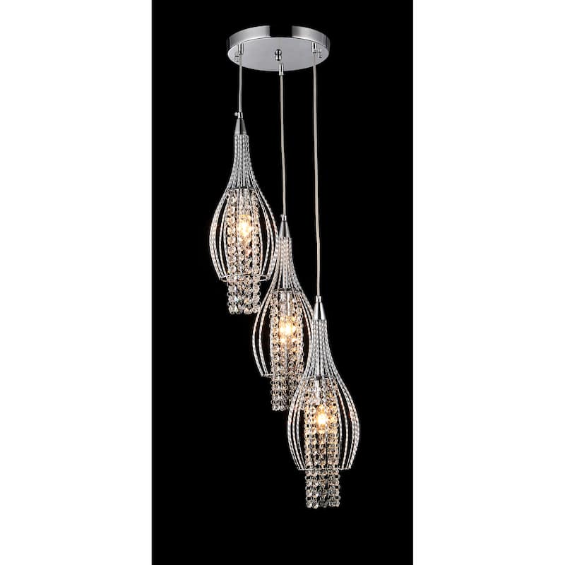 Xuan 3-light Adjustable Crystal Chrome-finish Chandelier