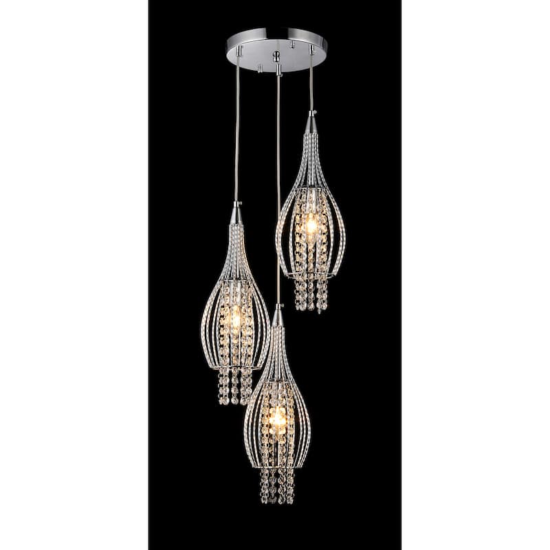 Xuan 3-light Adjustable Crystal Chrome-finish Chandelier