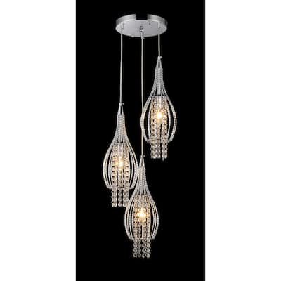 Xuan 3-light Adjustable Crystal Chrome-finish Chandelier