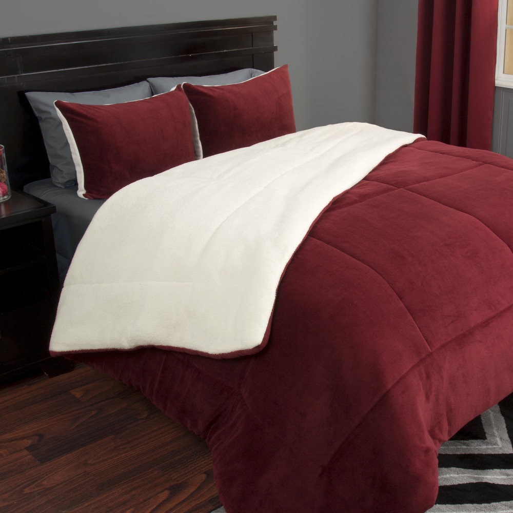 Windsor Home 3 Piece Sherpa Fleece Comforter Set