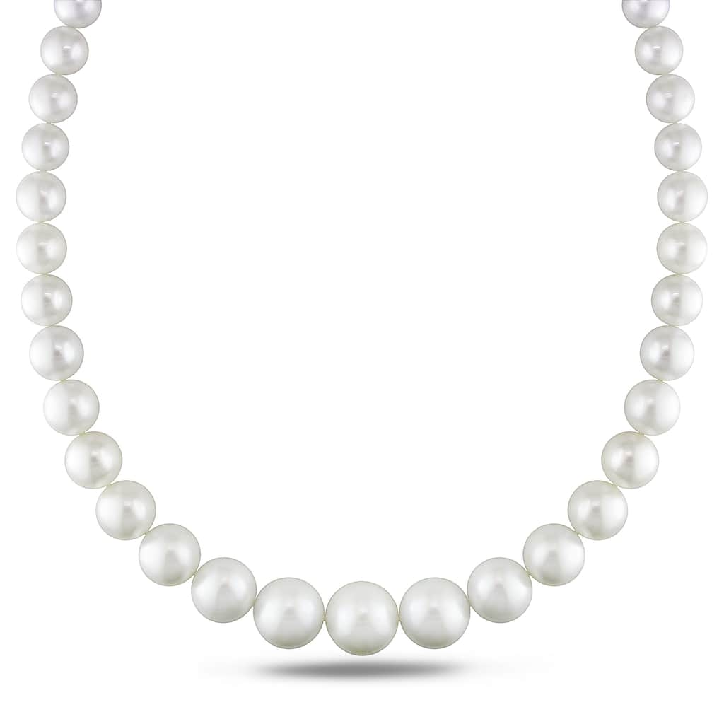 Miadora Signature Collection 14k White Gold Cultured South Sea White Pearl and Diamond Accent Strand Necklace (10-16 mm)