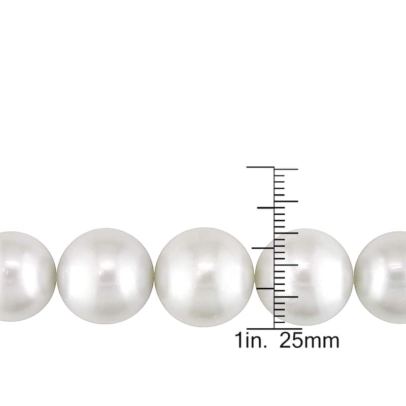 Miadora Signature Collection 14k White Gold Cultured South Sea White Pearl and Diamond Accent Strand Necklace (10-16 mm)