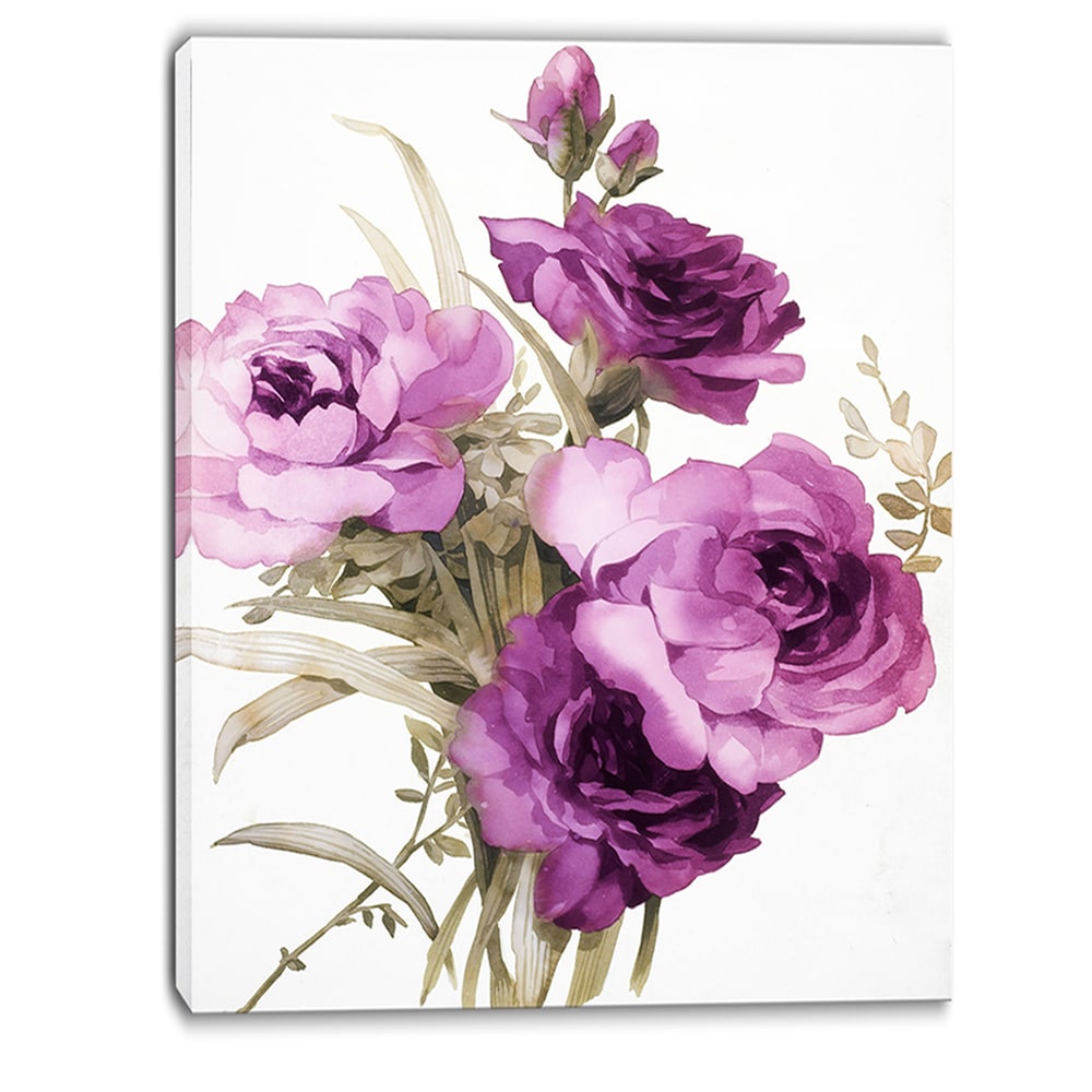 Designart Bunch of Pink and Purple Flowers Floral Canvas Art Print - Bed  Bath & Beyond - 11198513
