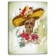 Designart - Skull In Sombrero With Flowers - Digital Floral Canvas 