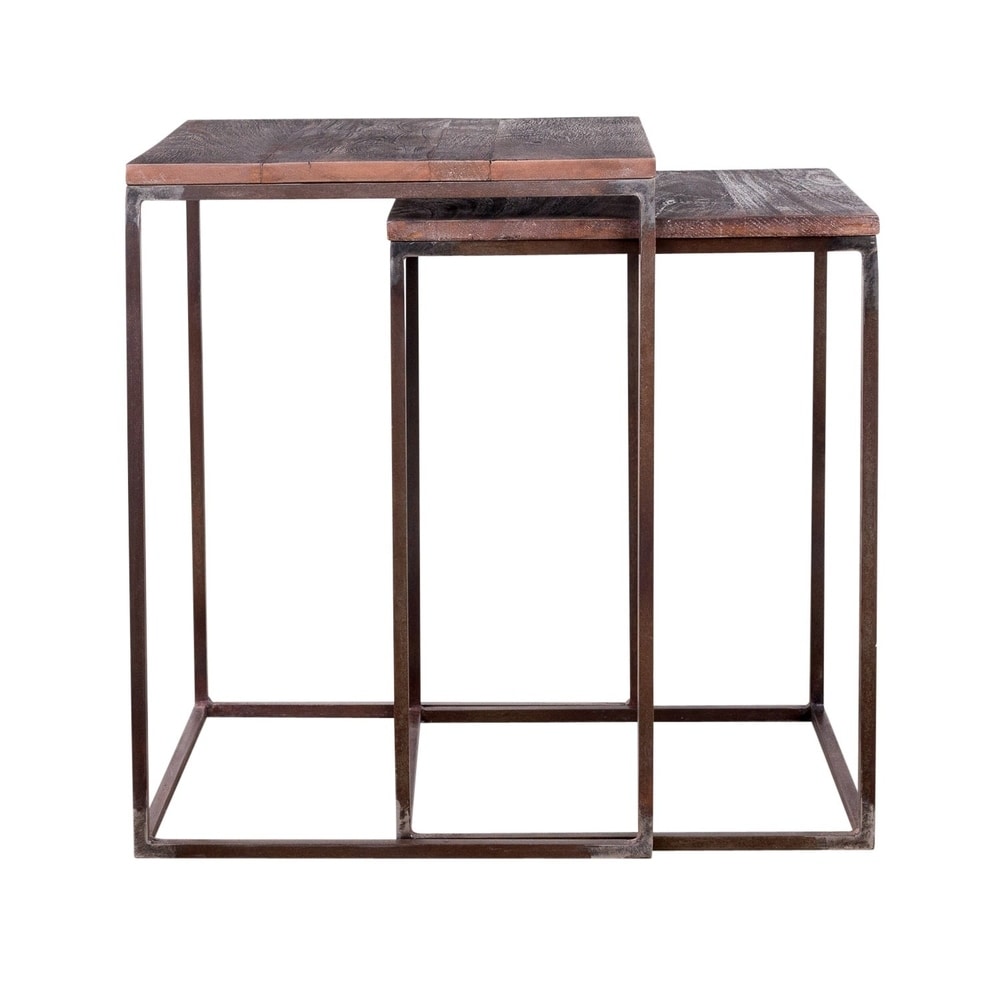 C.G. Sparks Handmade Teak and Iron Nesting Tables (India) - 23 x 17 x 17 inches (No - 23 x 17 x 17 inches - Handmade - Traditional/Modern and Contemporary - Base -