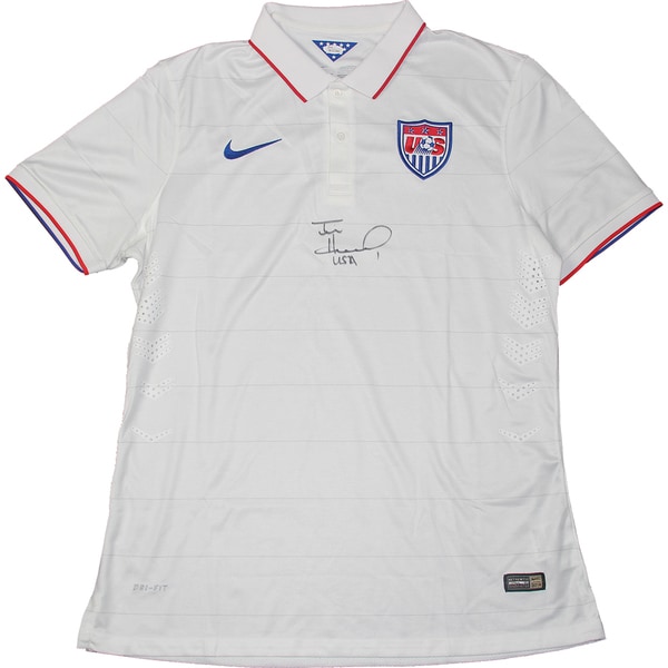 Tim Howard Signed USA White Collar USNT Jersey W/ "USA" Insc. (JSA Auth)