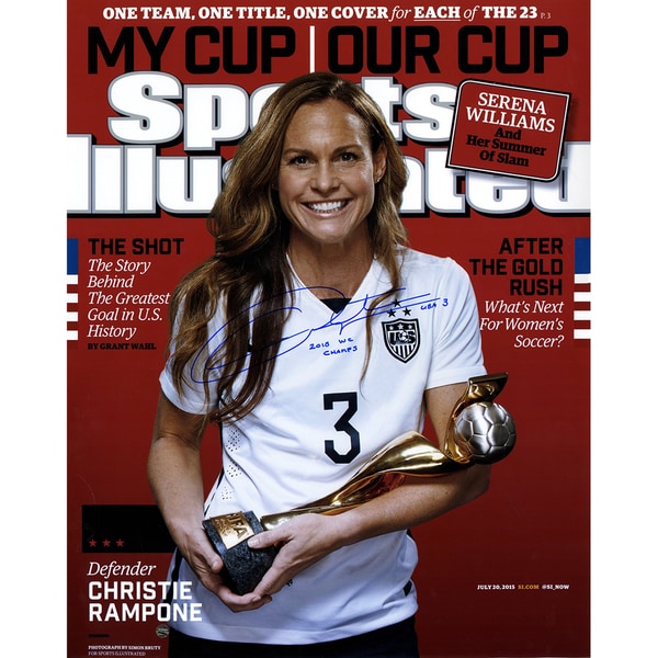 Christie Rampone Signed 2015 World Cup Sports Illustrated Magazine 16x20 Photo w/ "2015 WC Champs" Insc